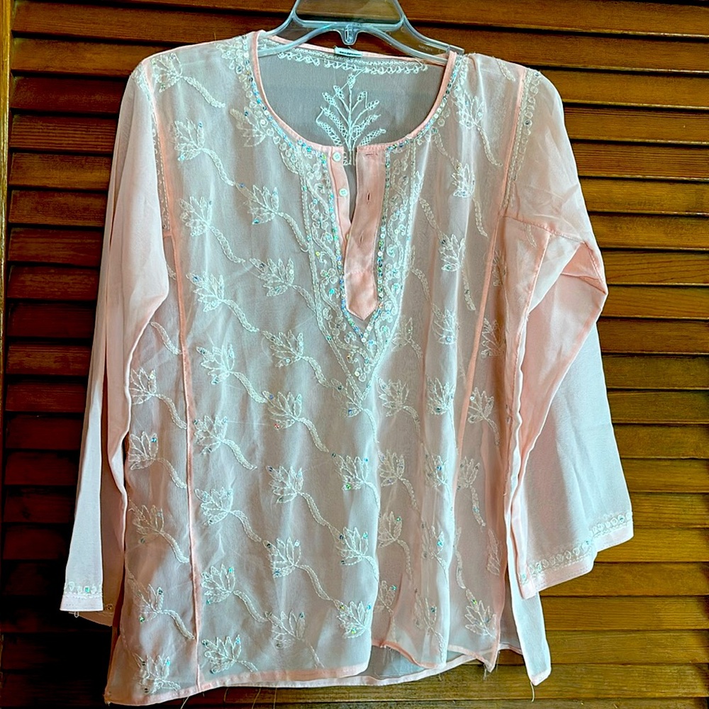 Embroidered Pink Top